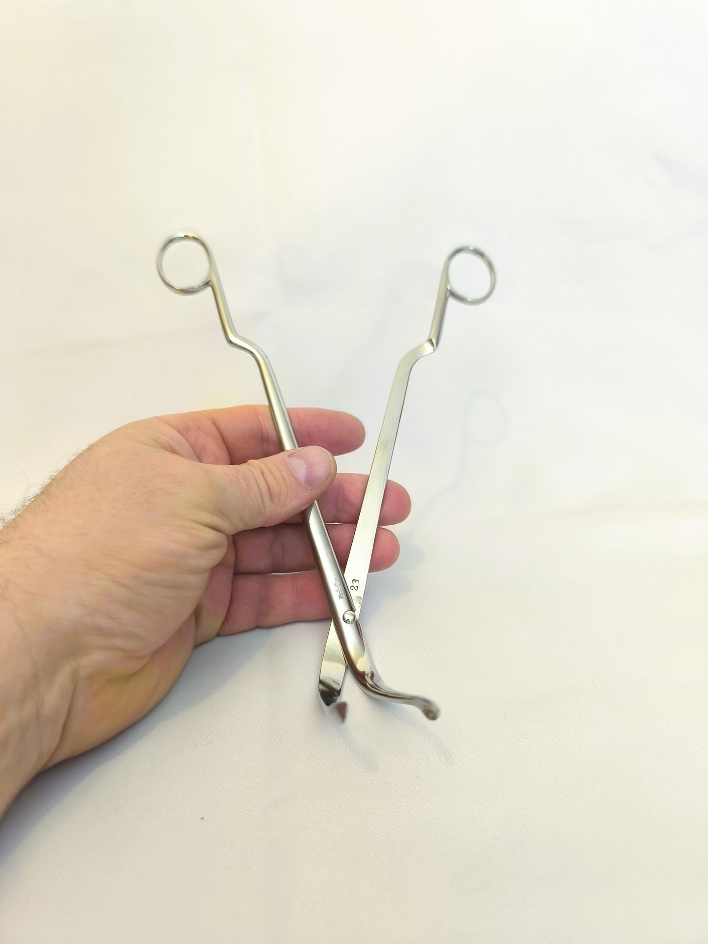 Antique Steel Gynecological Surgical Clamp – Medical Tool, Unique No. 23, Original Brand Instrument 1960s