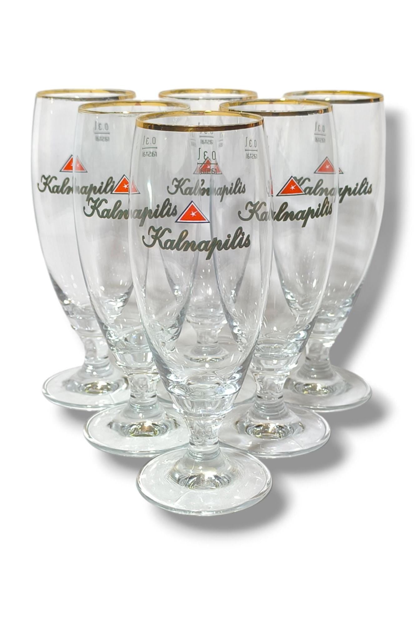 Kalnapilis Beer Glasses Set of 6 Tall 0.3L, Original Lithuania