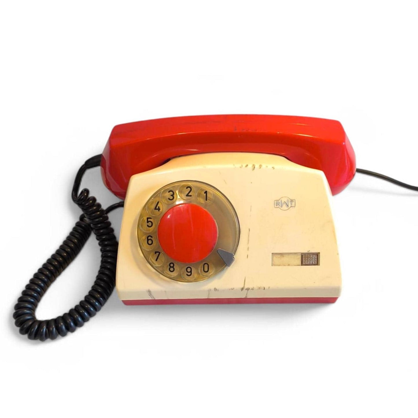 Red & Yellow Fixed-Line Analog Rotary Phone – Telkom RWT Aster 72 (1980)