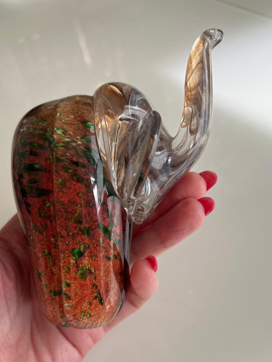 Glass Elephant MTARFA Malta Color Sculpture 1980