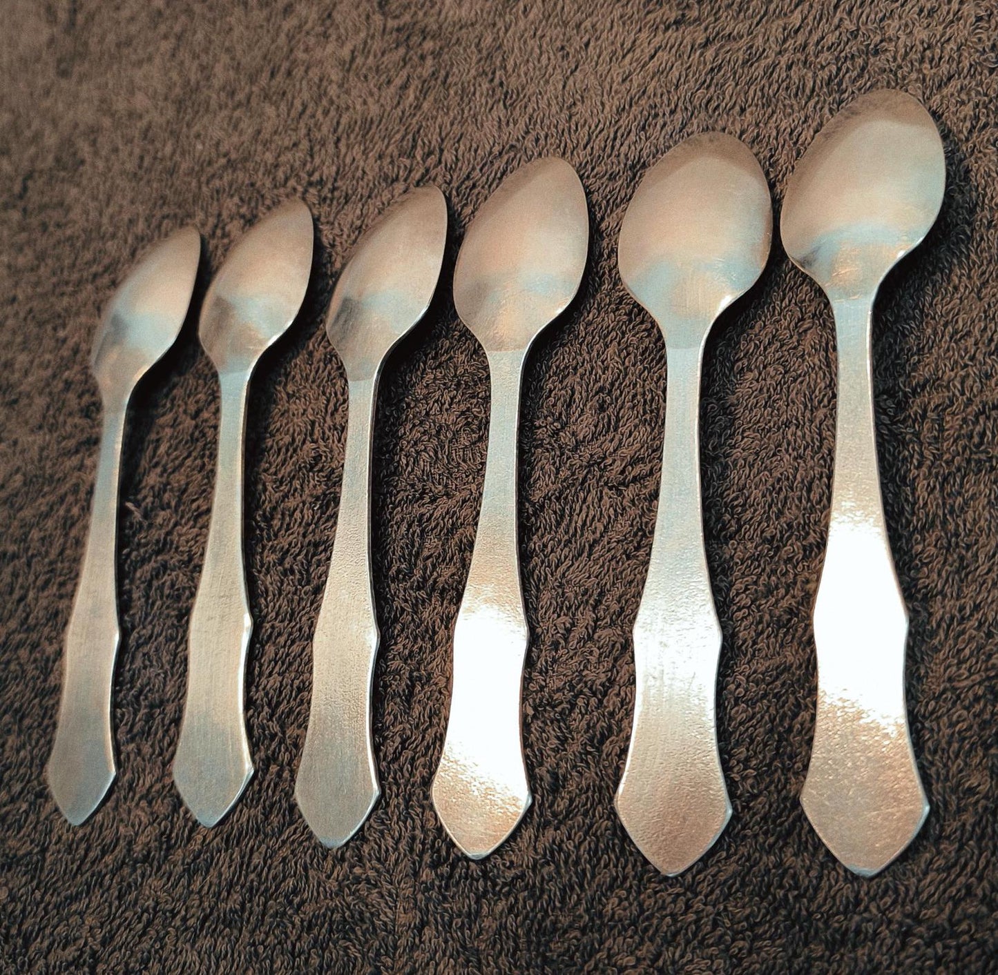 Set of 6 Melchior Silver-Tone Teaspoons with Ornamental USSR 1970s