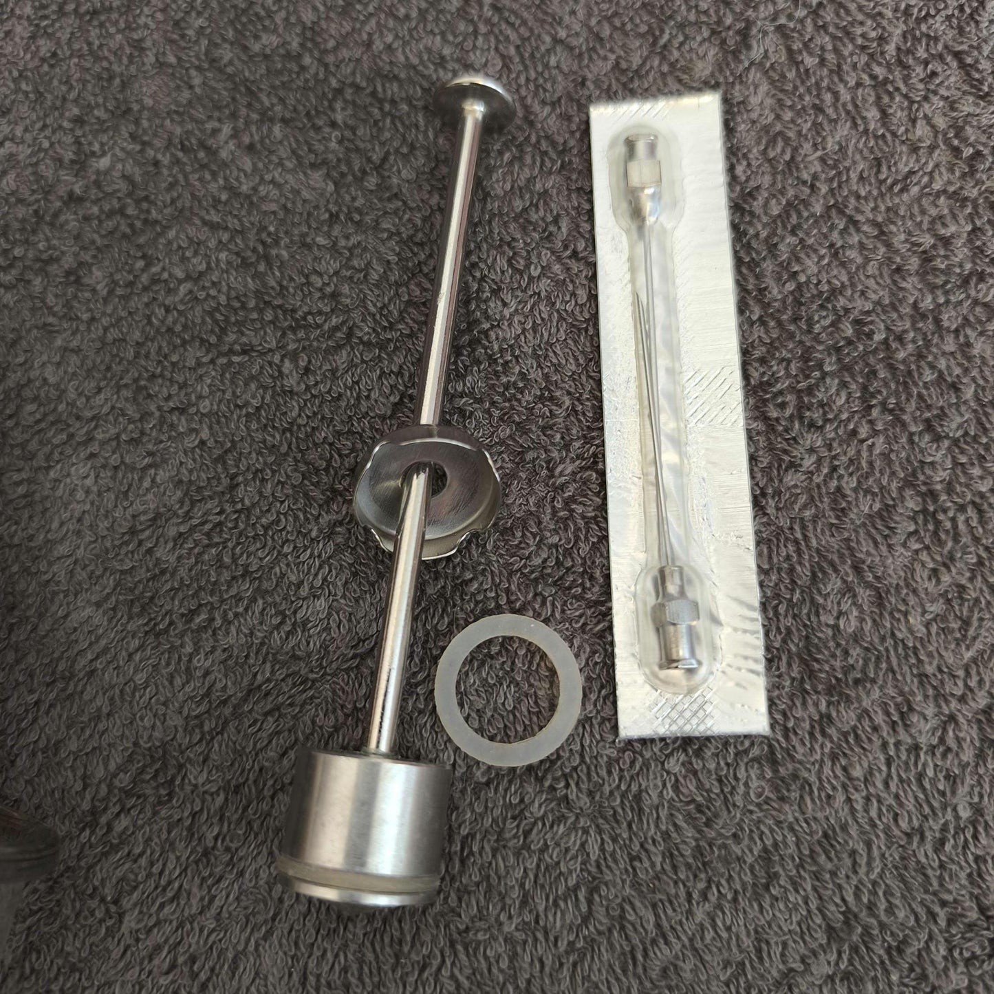 Medical 1990s Hypodermic Injection Syringe, Stainless Steel with Glass Body in Box, 20 ml, Unused Made in USSR