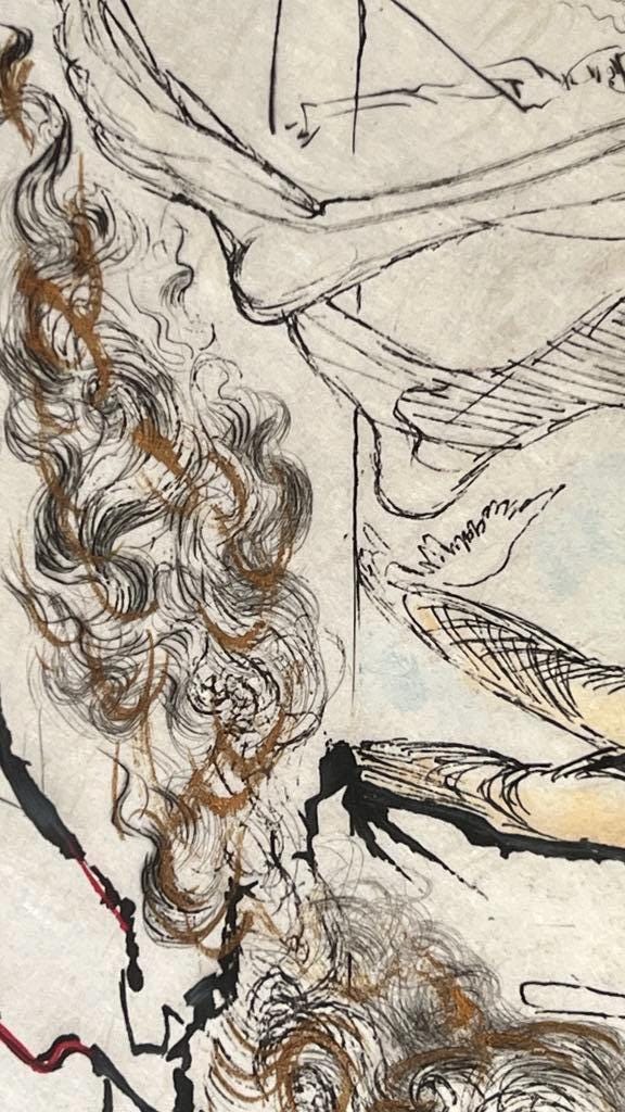 Salvador Dali Woman with Snail Etching Signed Edition 145 Framed