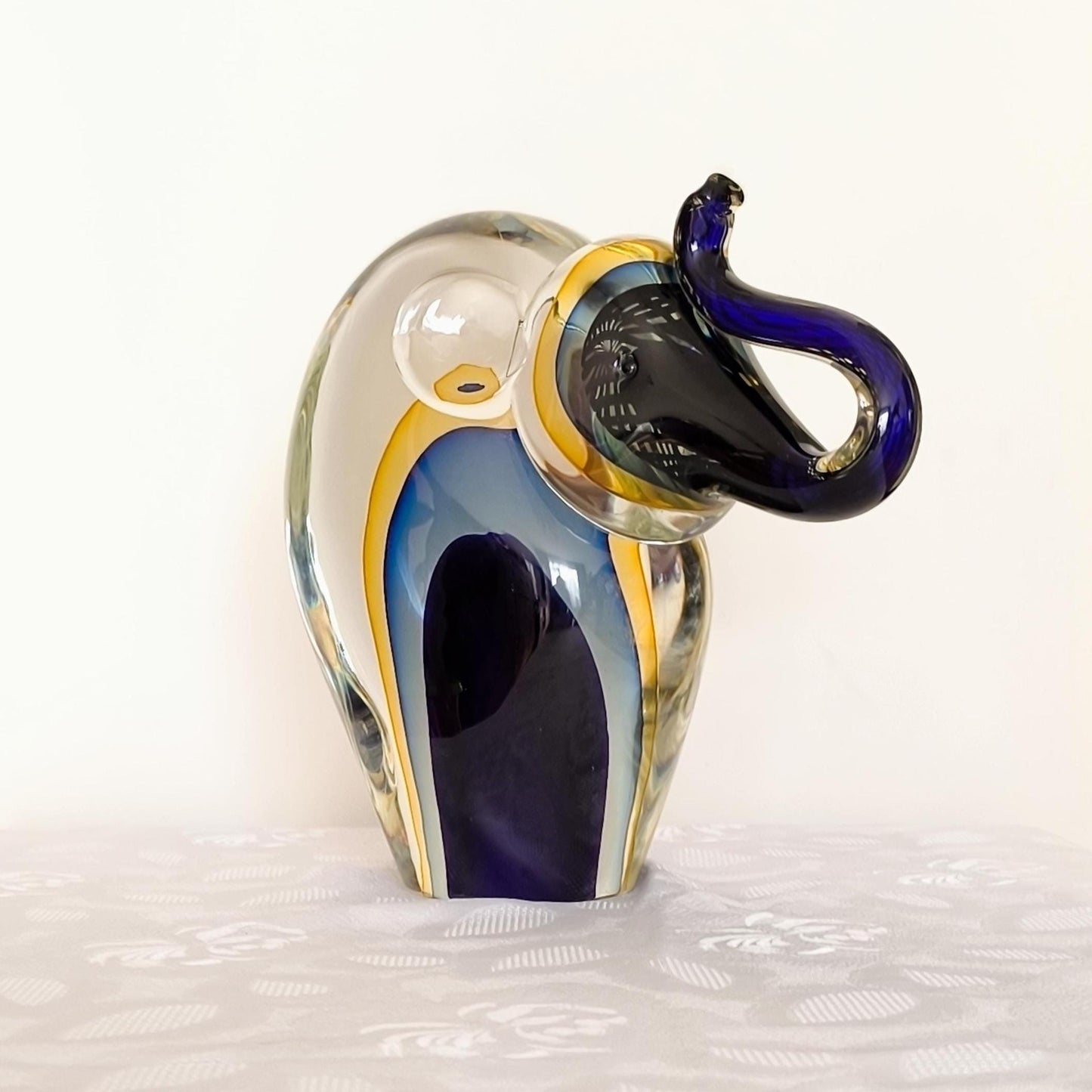 Murano Glass Elephant Sculpture, Stefano Toso Signed 1960s Italy