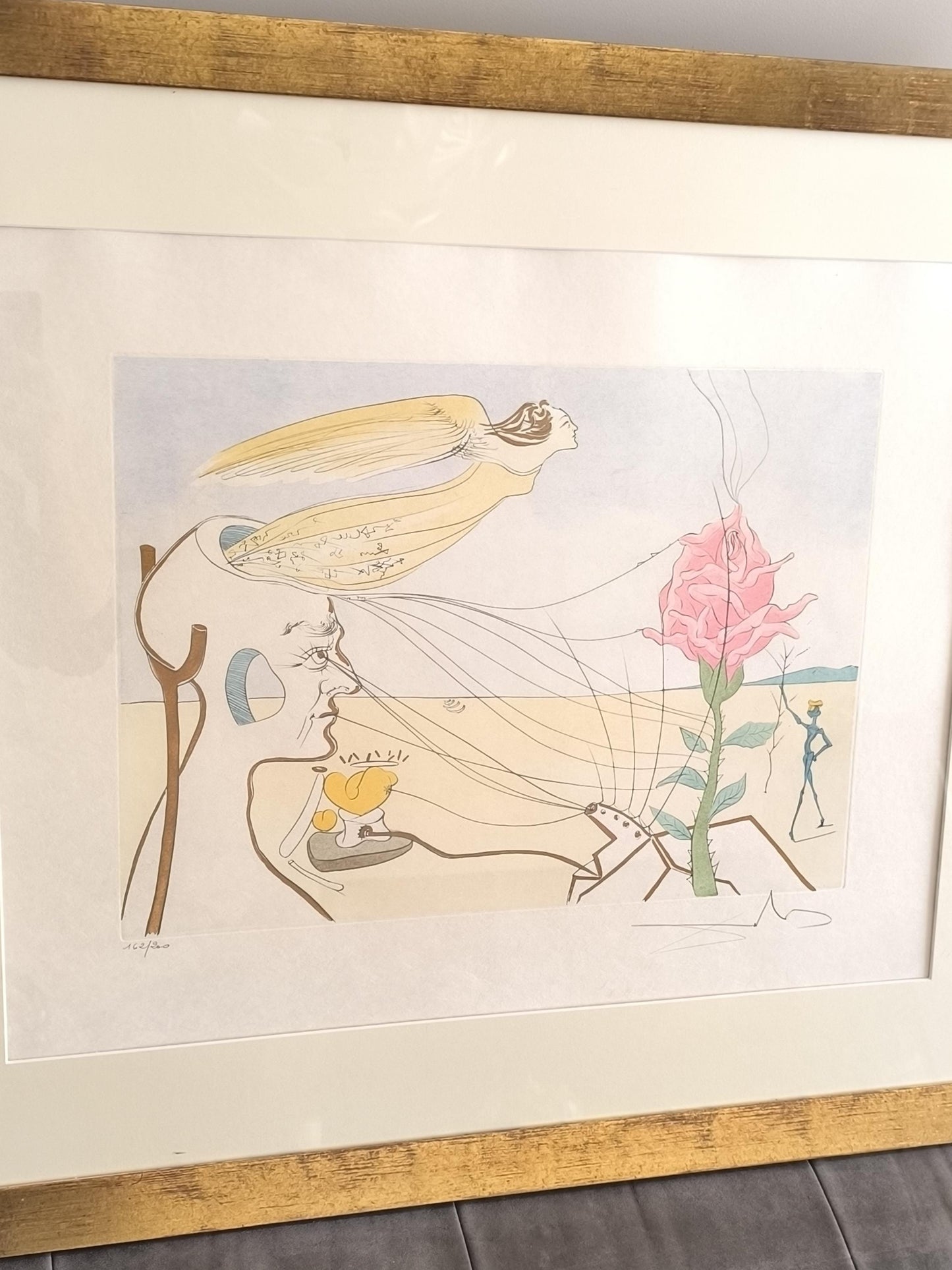 Salvador Dalí Signed Drypoint "Rose (Dream)", Limited Edition, Framed 1976