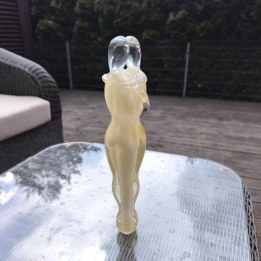 Murano Glass Sculpture "The Lovers", Gold Leaf Italy 1980