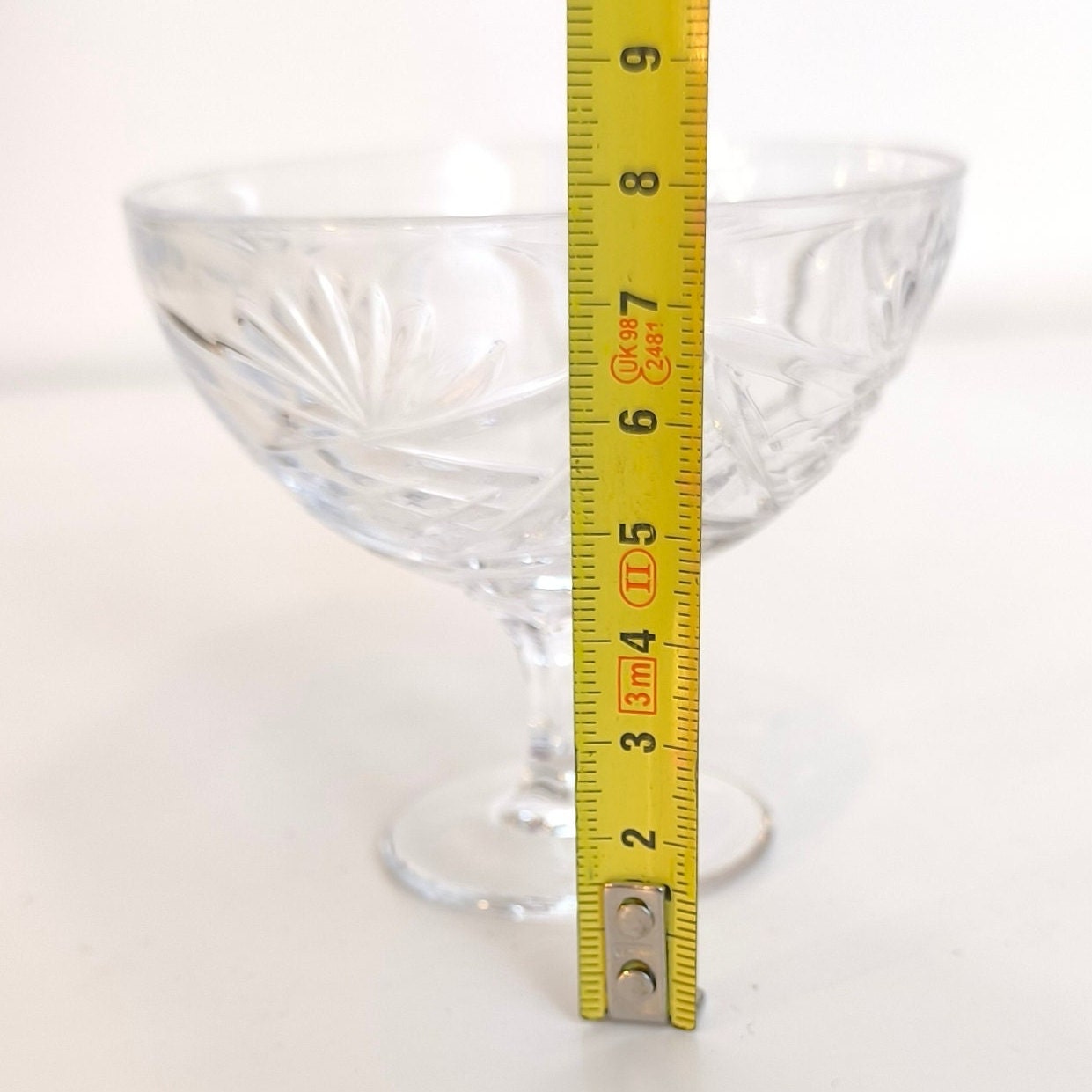 Set of 4 Sparkling Wine Glasses. Vintage Ice Cream Cups. Pressed Glass Crystal Dessert Cups, Made in Soviet Union, 1970s