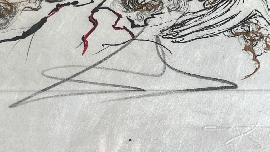 Salvador Dali Woman with Snail Etching Signed Edition 145 Framed