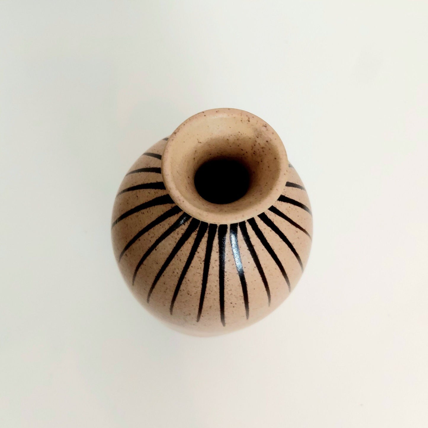 Scandinavian Ceramic Vase: Hazel Striped Pottery