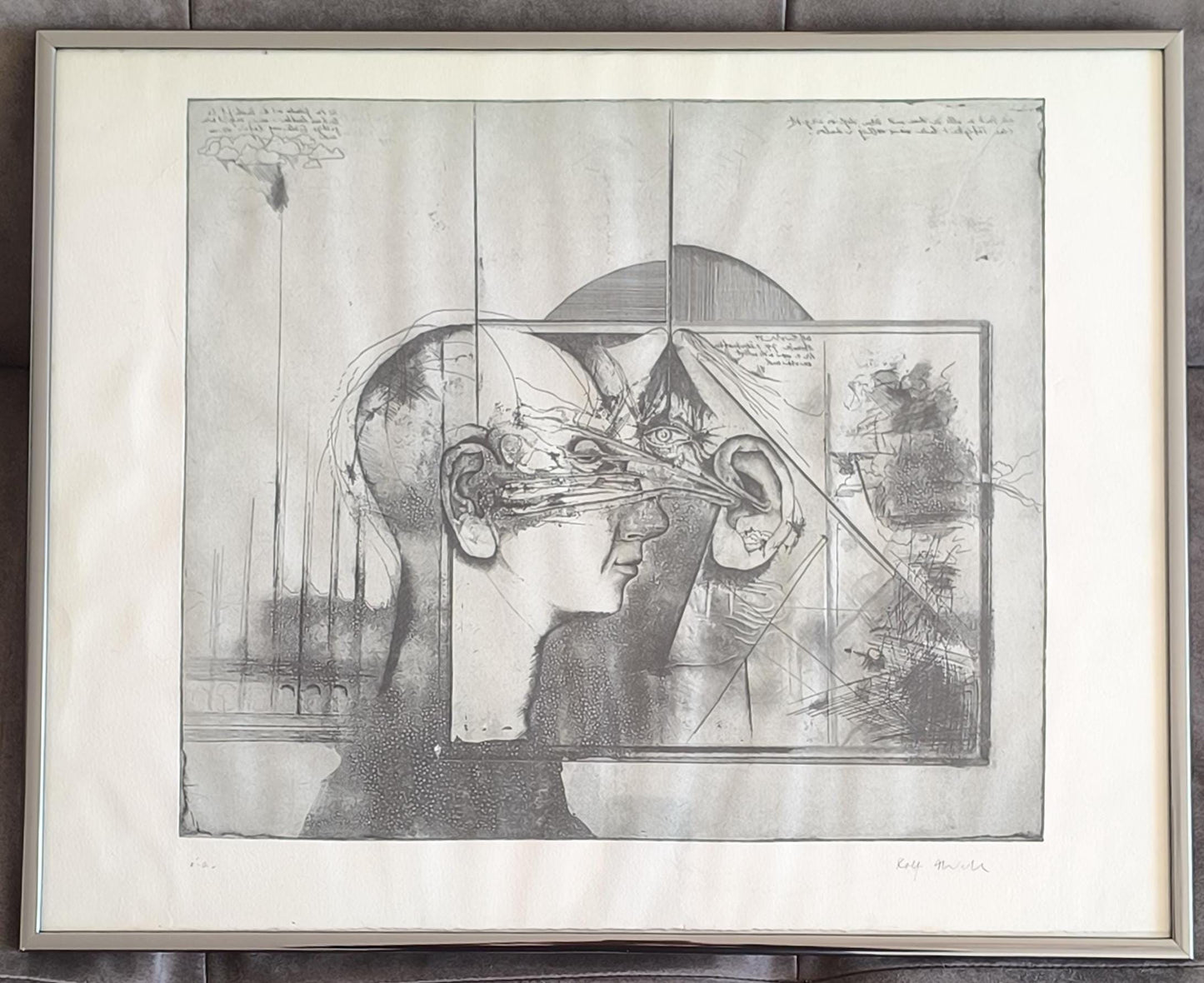 Rolf Nuhn "Ego-Masochist" Framed Artwork, Surrealist Psychological Style