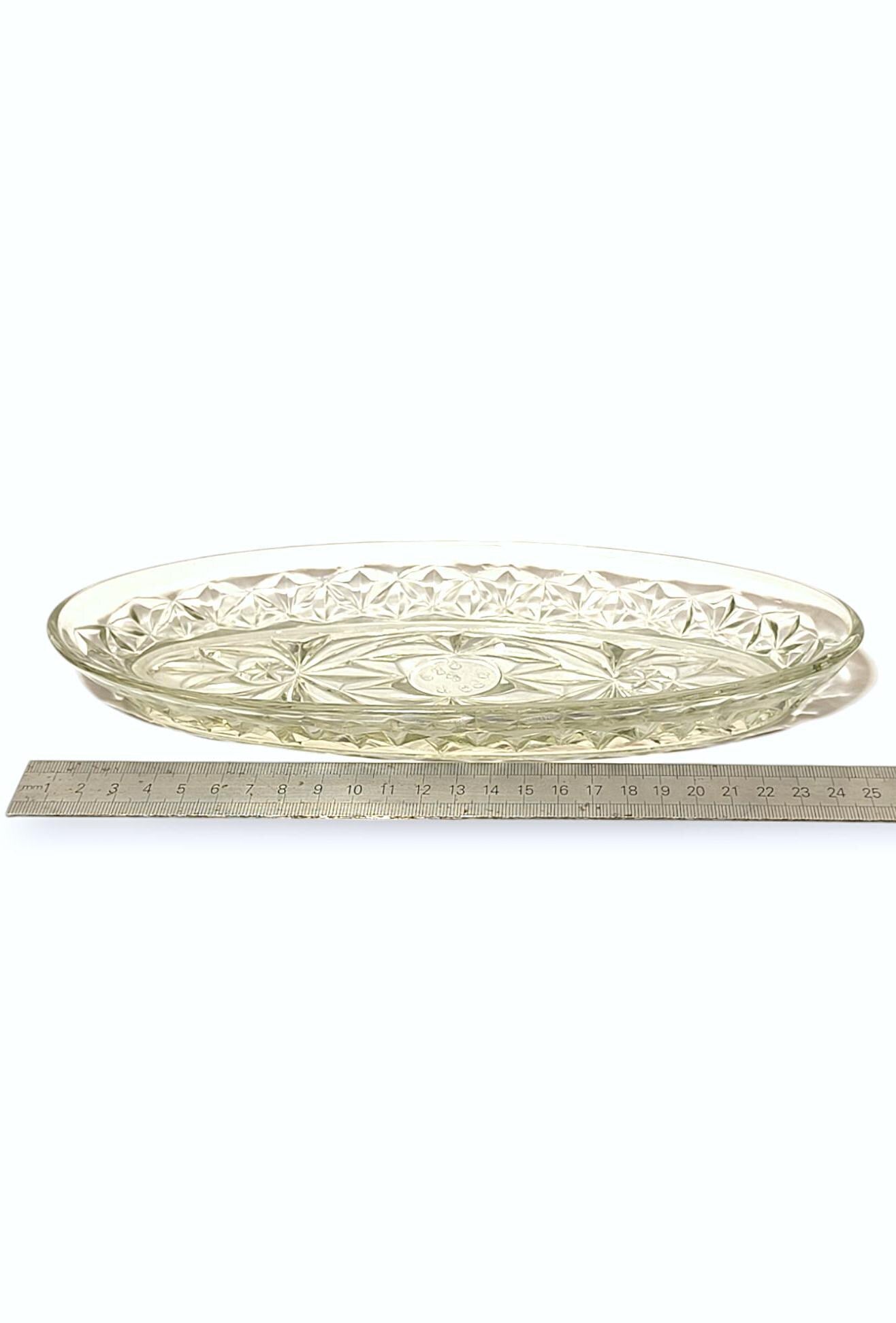 Serving Dish Clear Glass Crystal Salad Bowl or Herring Platter 1970s