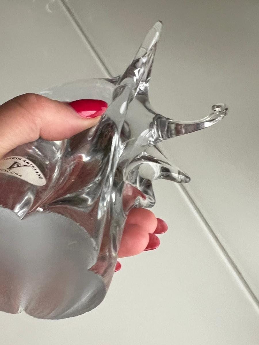 Clear Glass Stylized Elephant Figurine Barcelona 1980s