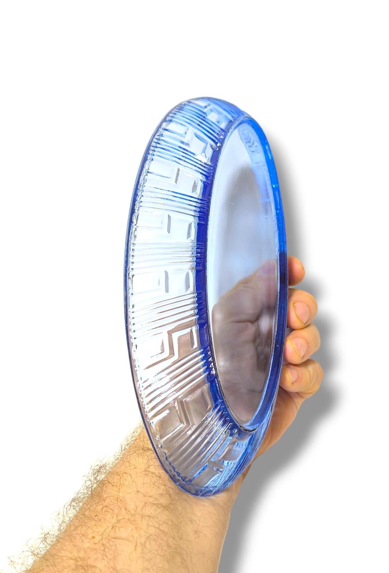 Light Blue Glass Serving Dish, 1970s, Salad Bowl or Herring Platter