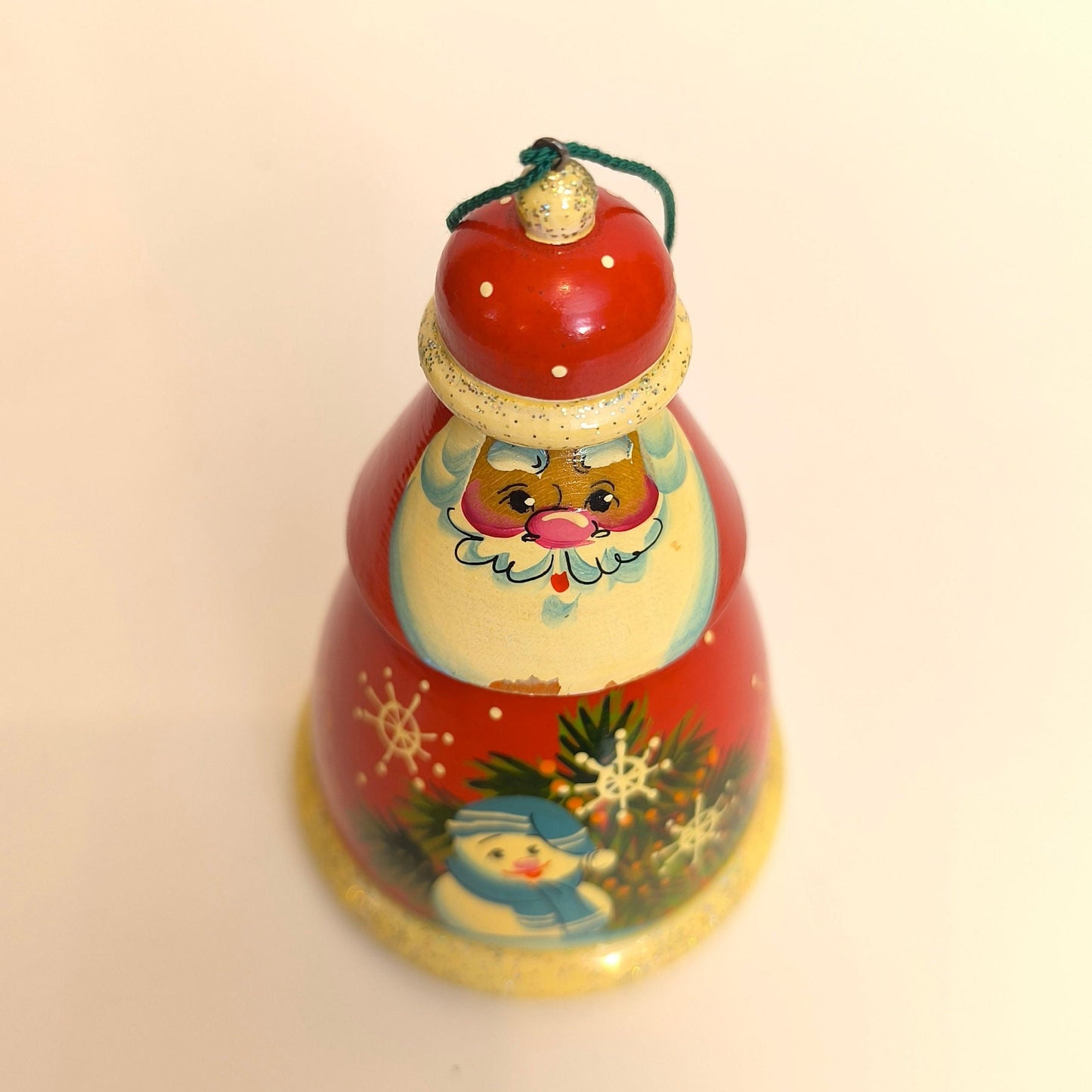 Handmade Christmas Tree Decoration, Antique Wooden Toy Santa Claus