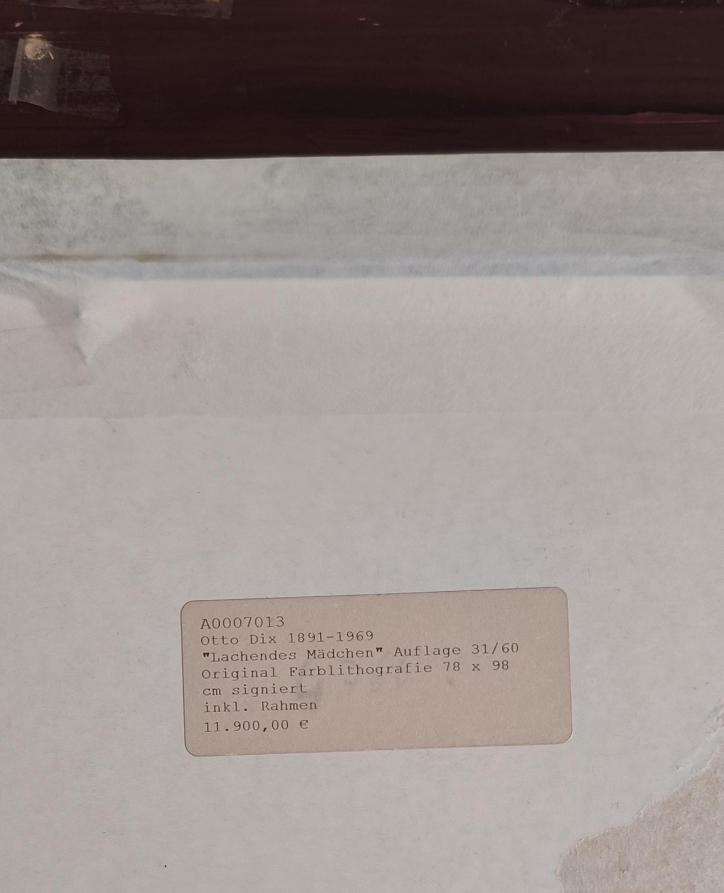 Otto Dix Signed Lithograph "Lachendes Mädchen", 1964, Framed, 31/60