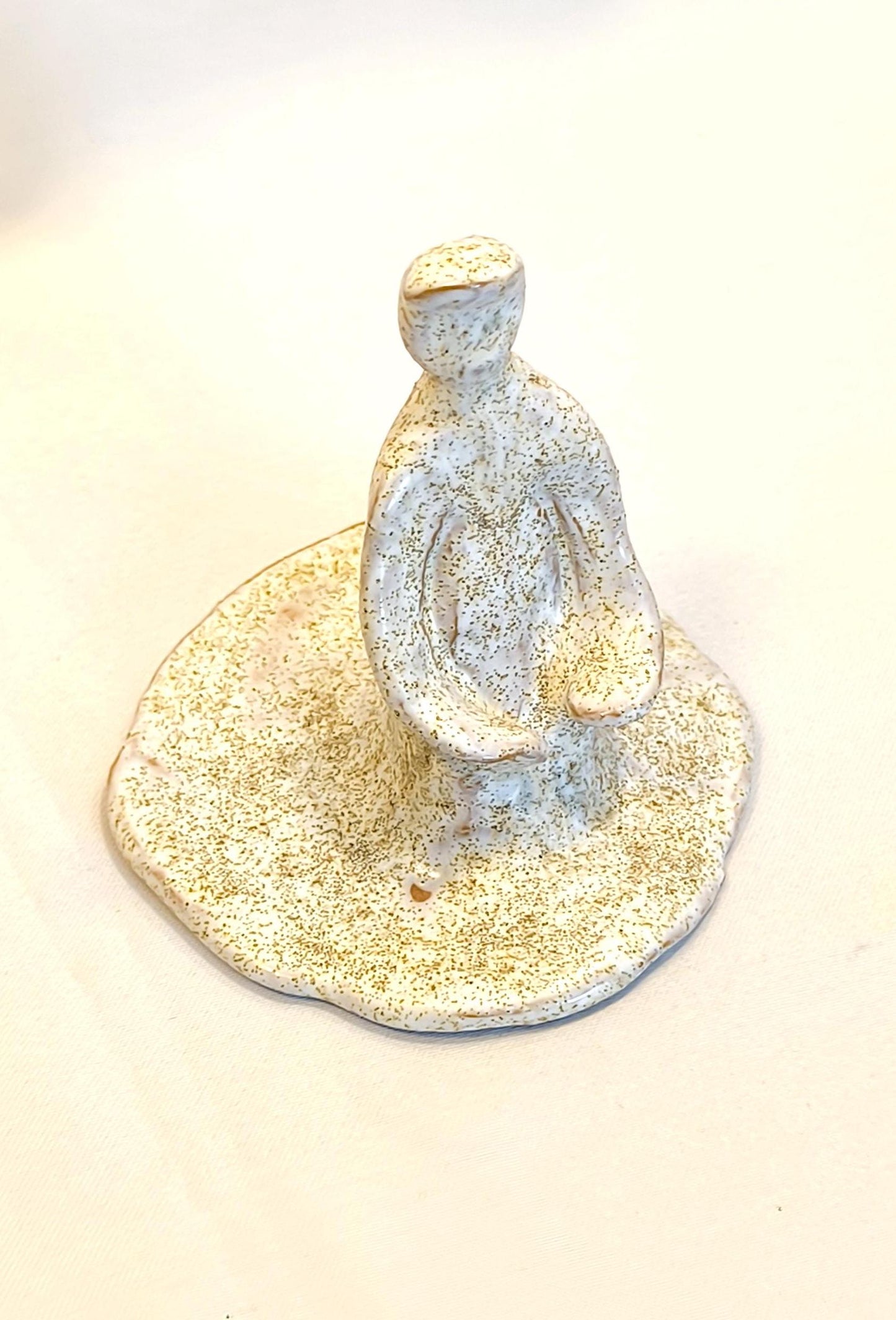 Handmade Glazed Clay Human Figure Sculpture, Abstract Art 1990, Unique Gift