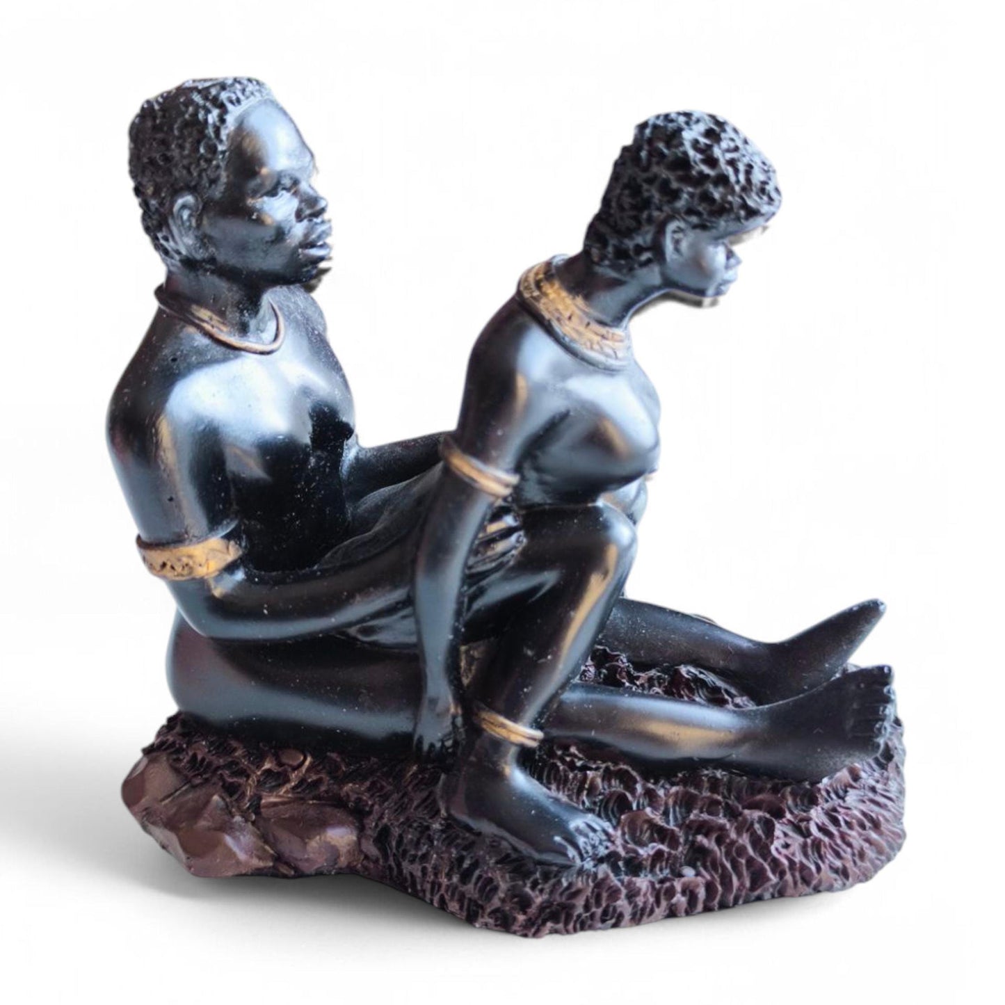 African Lovers Erotic Statue, Resin Art, 1980s-1990s