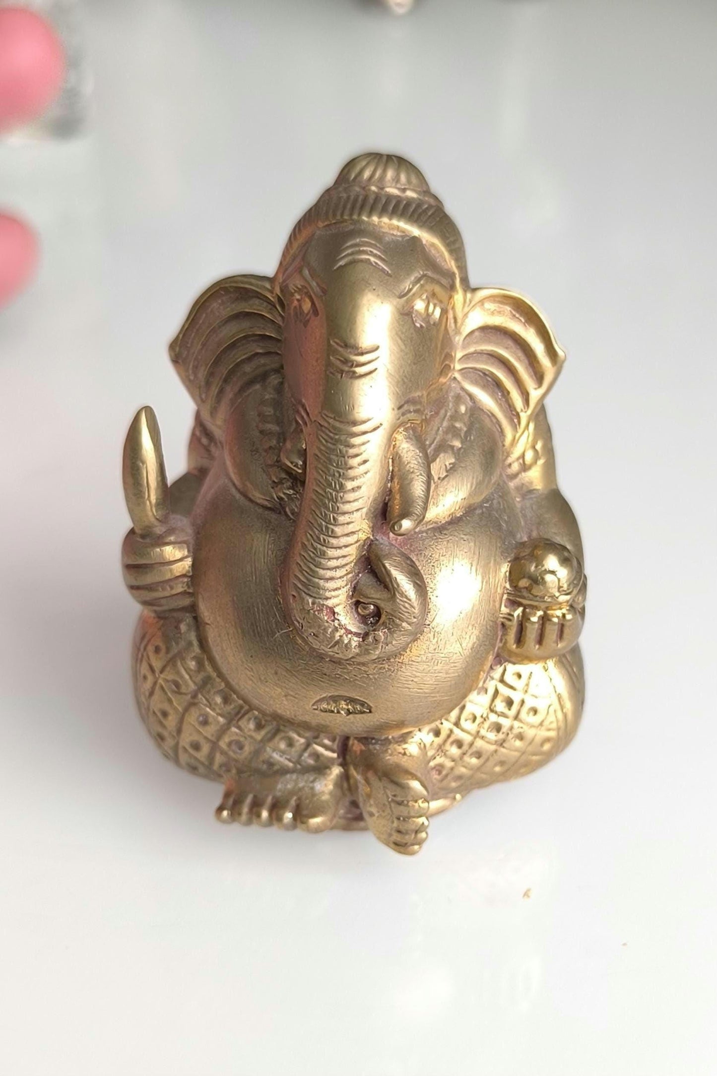 Bronze Statue Ganesha in Lotus Position, Hindu Deity Statue, 1980s