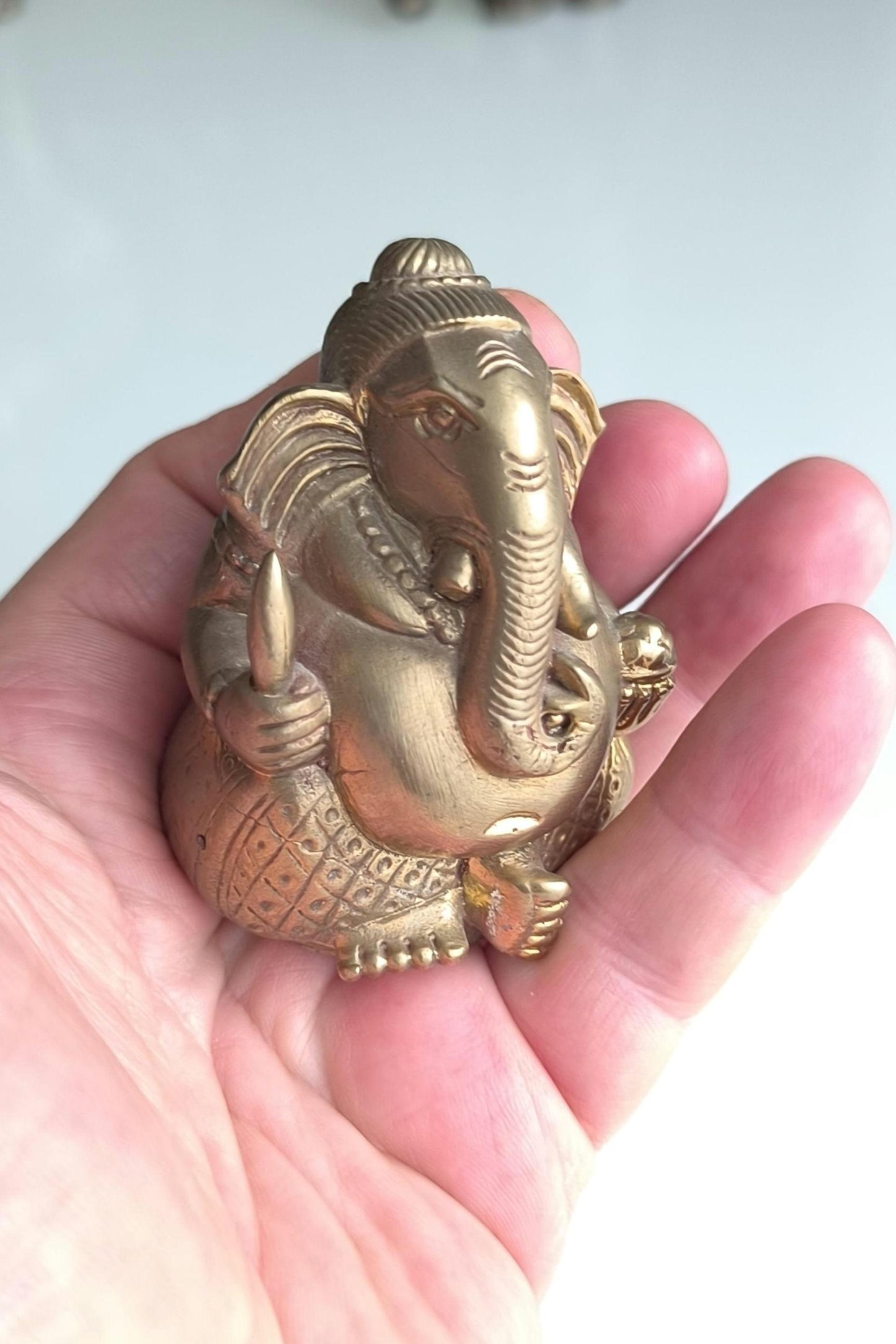 Bronze Statue Ganesha in Lotus Position, Hindu Deity Statue, 1980s