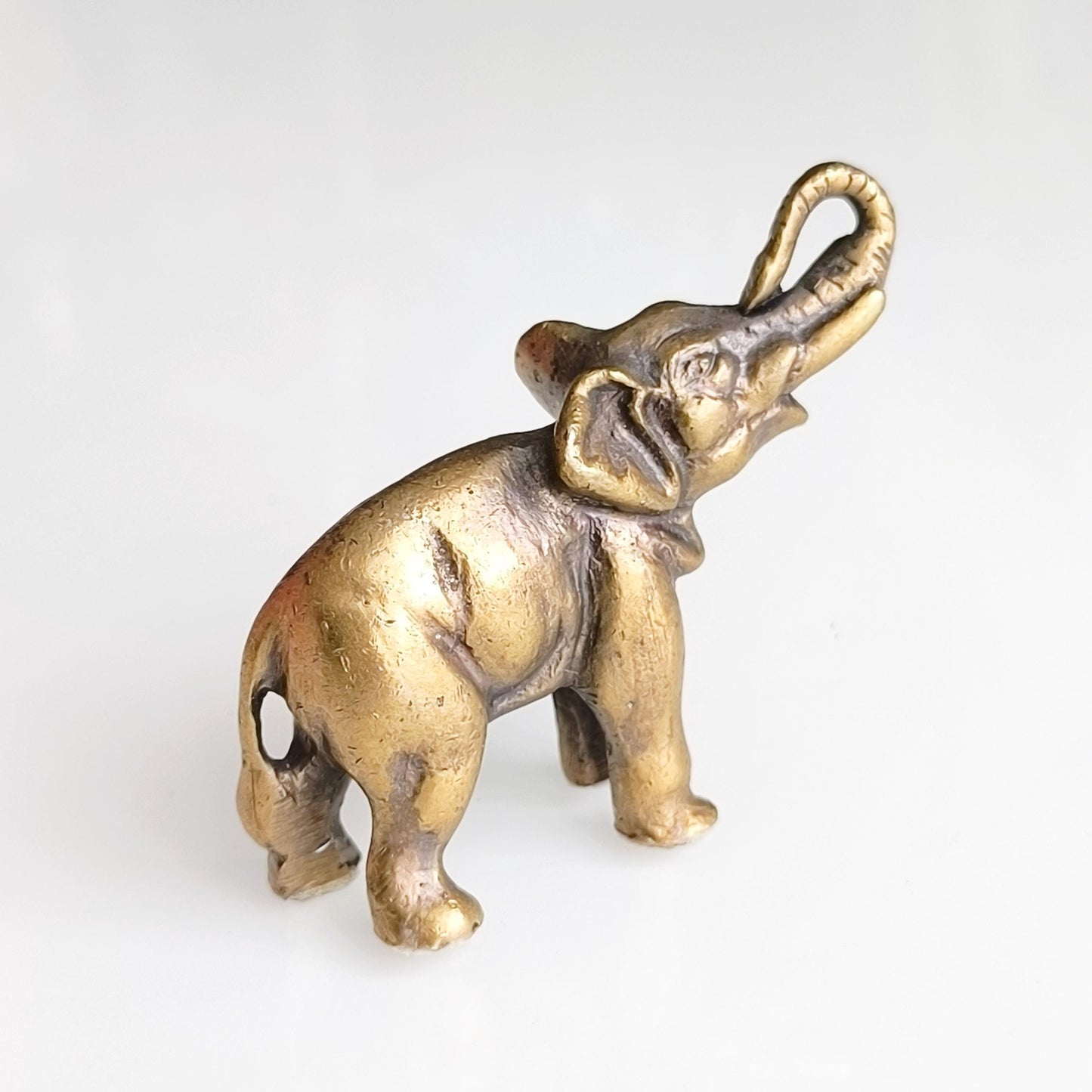 Asian Bronze Elephant Figurine with Raised Trunk, 1980s