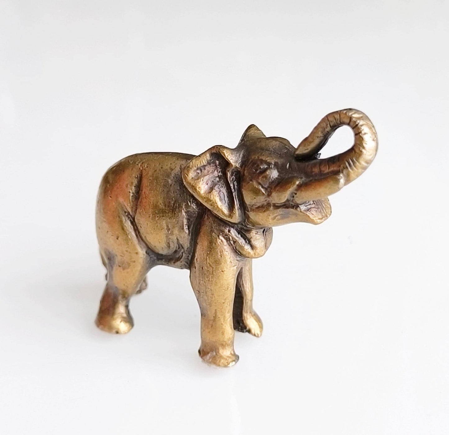 Asian Bronze Elephant Figurine with Raised Trunk, 1980s