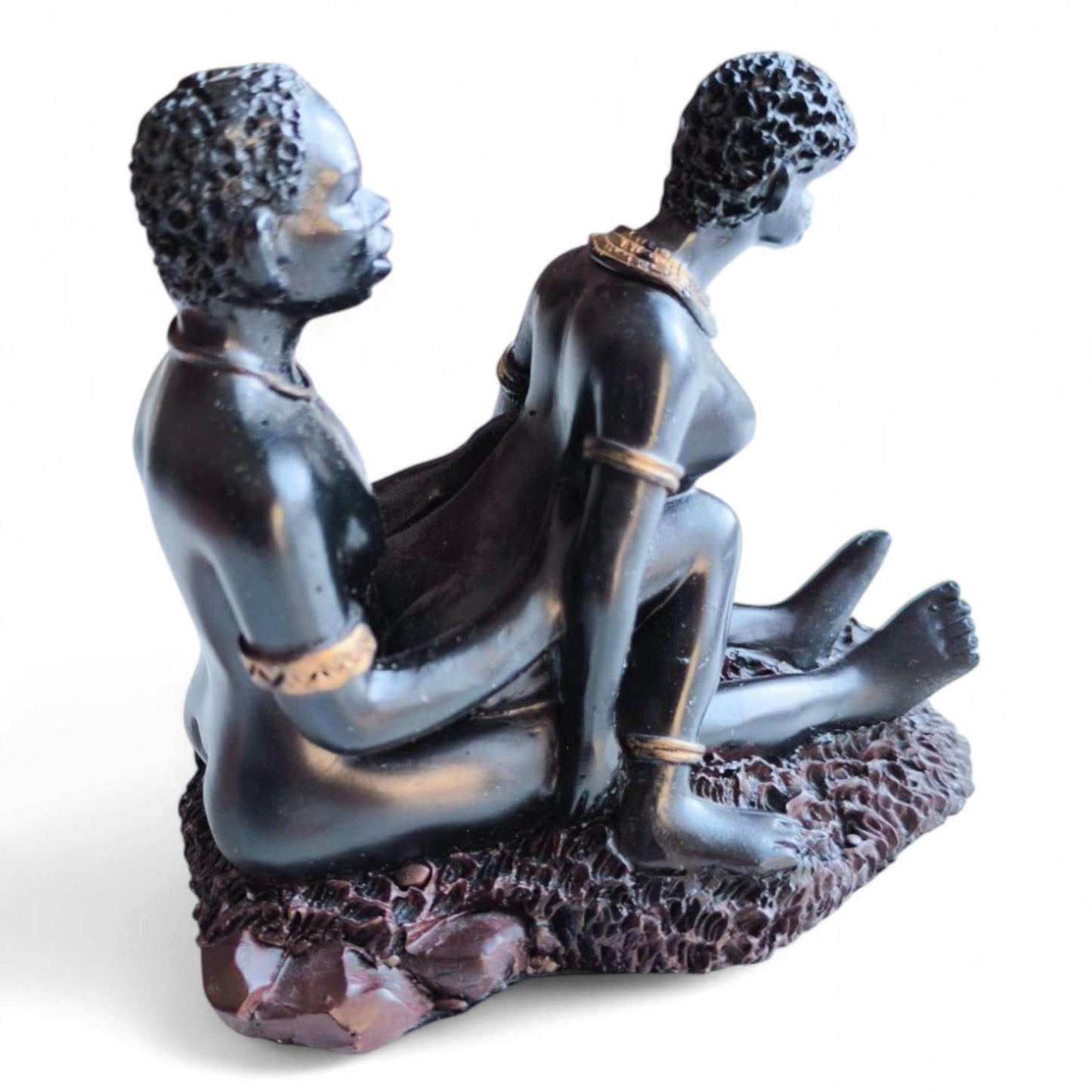 African Lovers Erotic Statue, Resin Art, 1980s-1990s