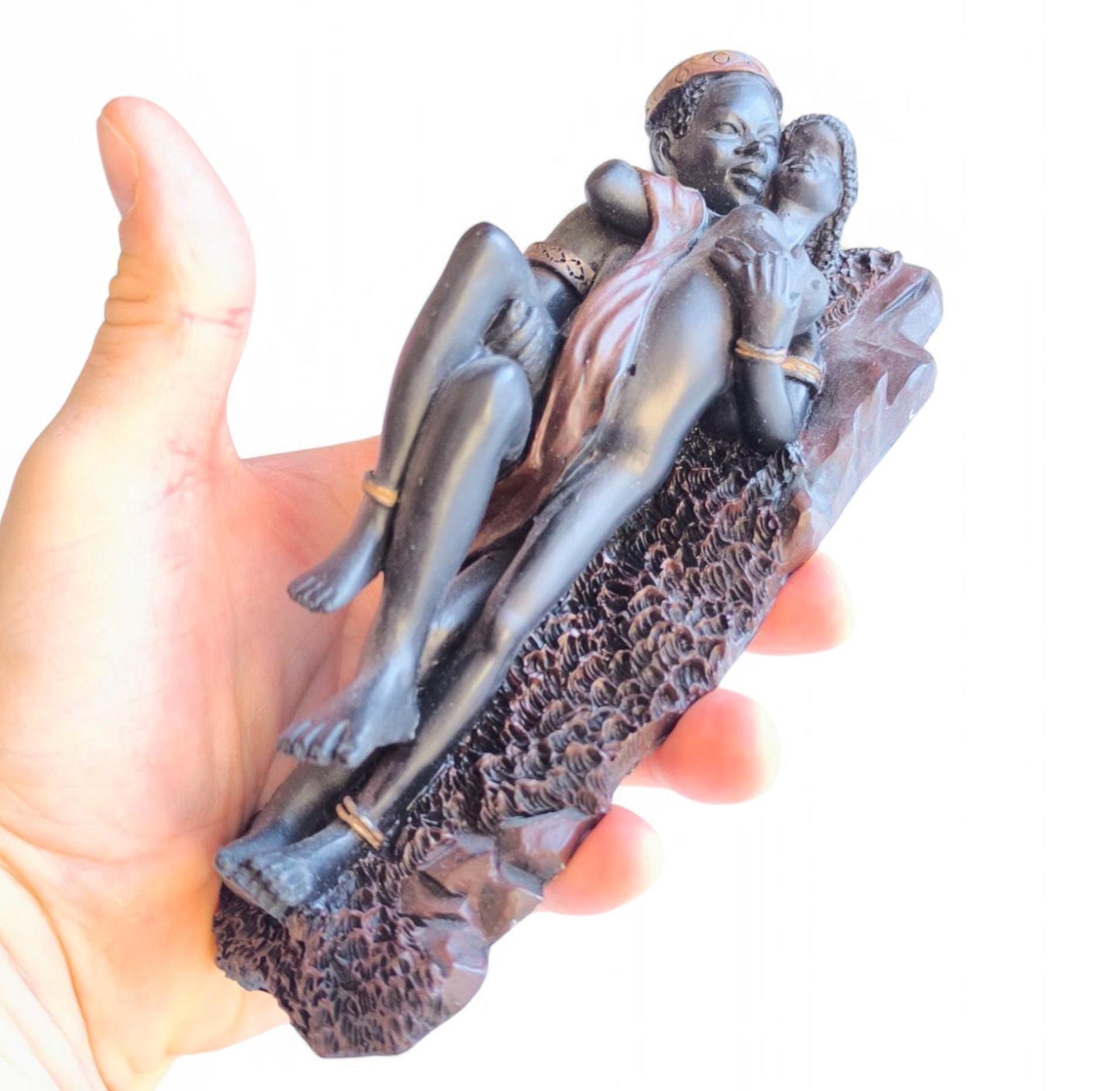 Erotic African Couple Figurine, Love Sculpture, 1980s