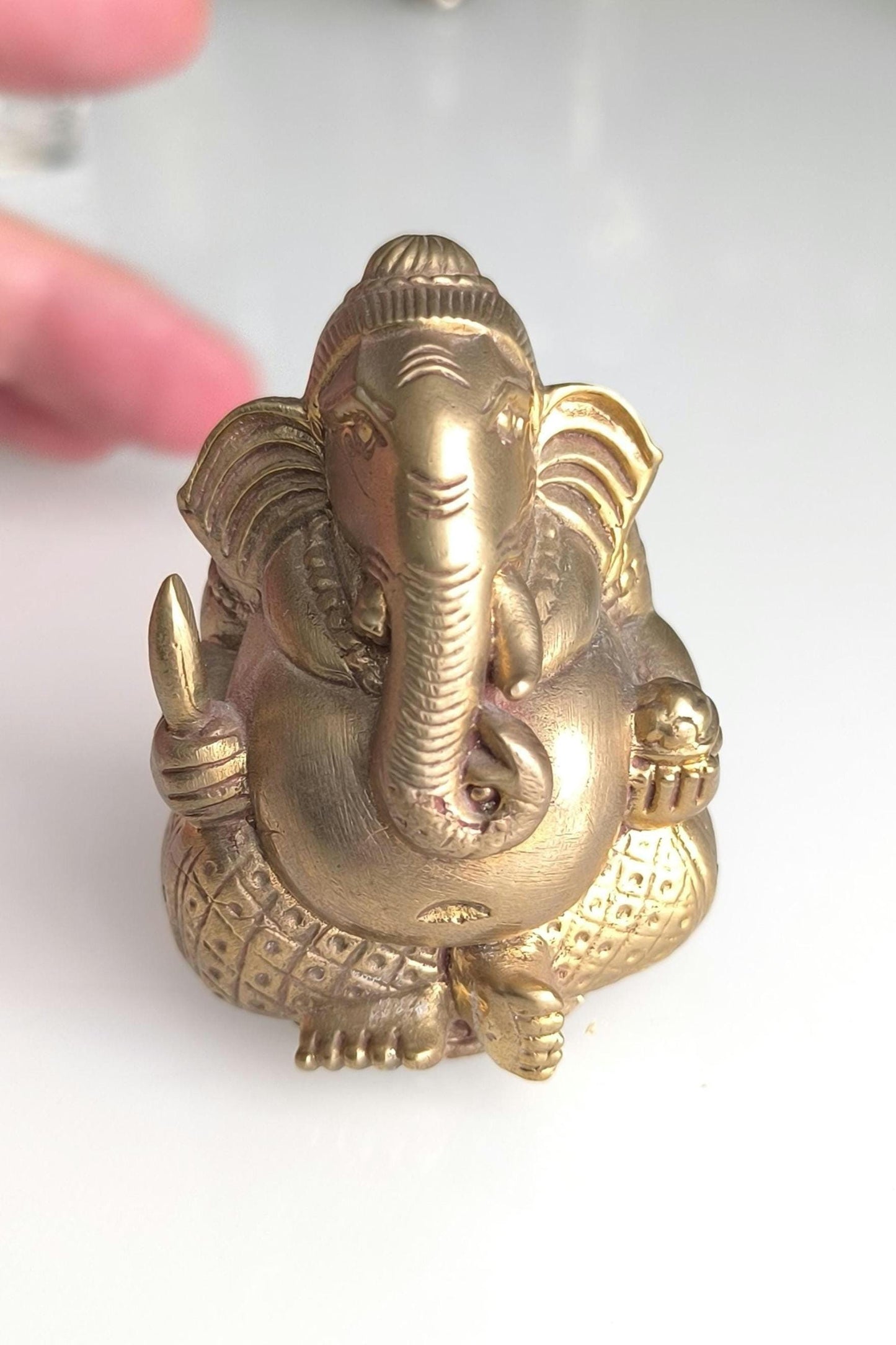 Bronze Statue Ganesha in Lotus Position, Hindu Deity Statue, 1980s