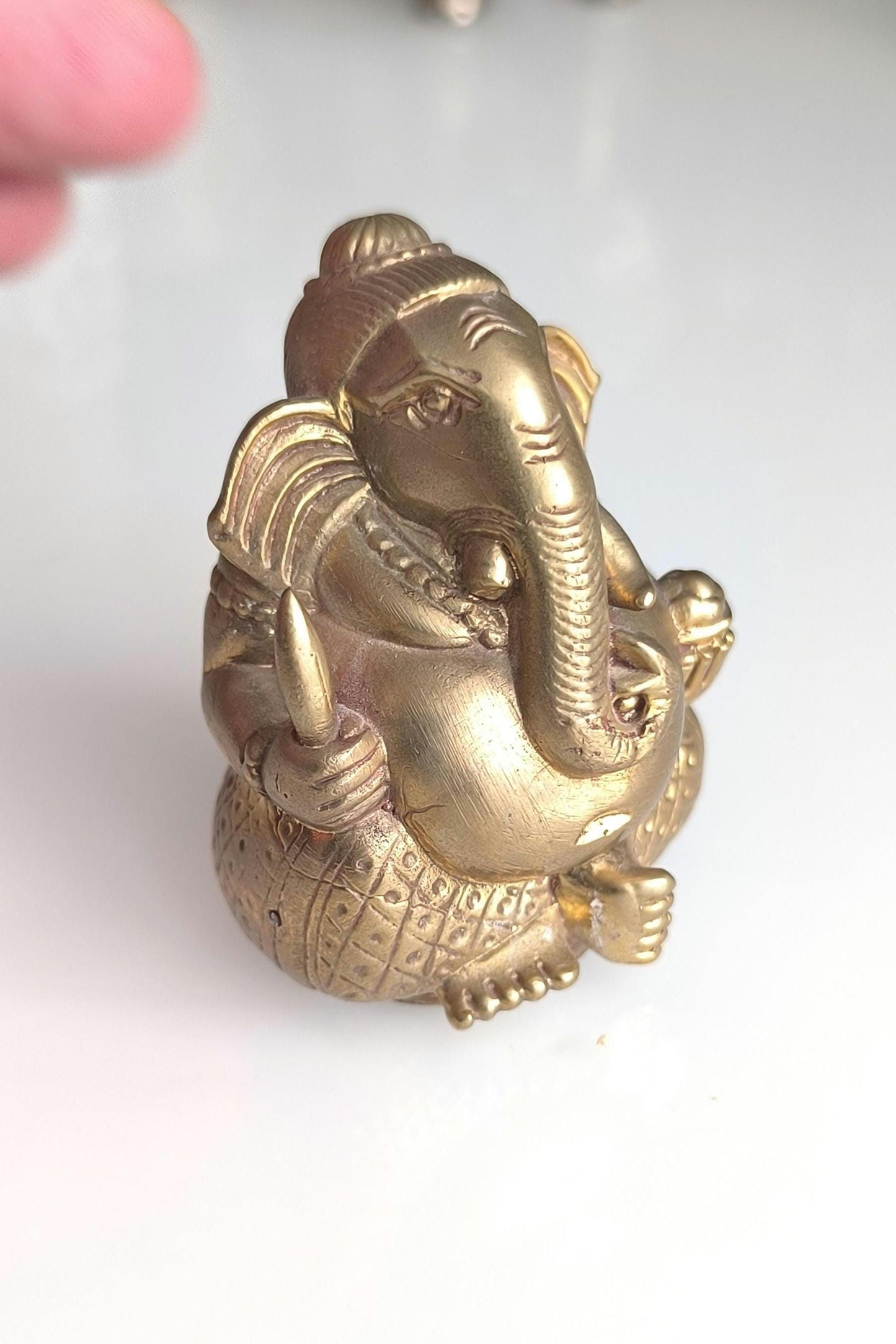 Bronze Statue Ganesha in Lotus Position, Hindu Deity Statue, 1980s