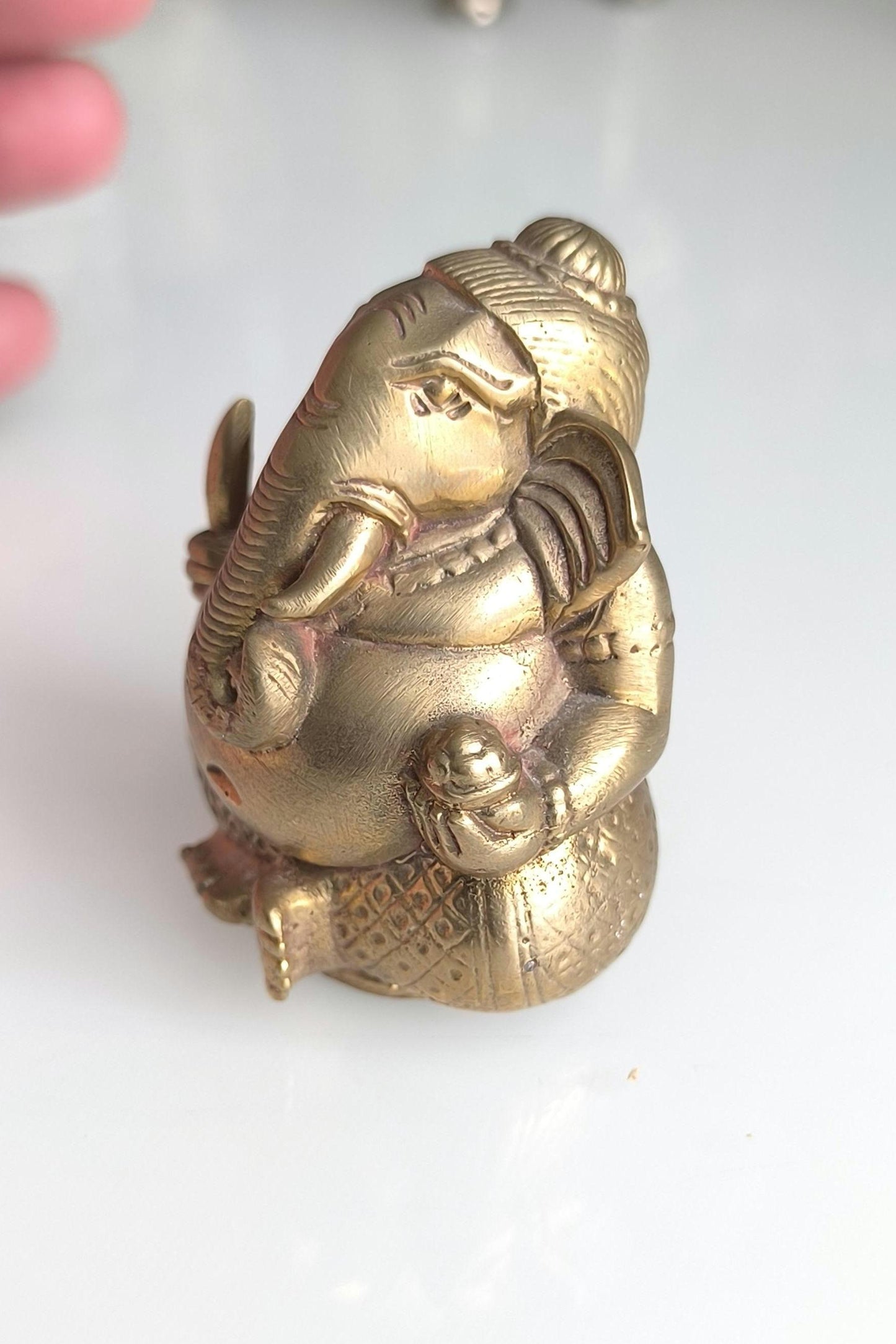Bronze Statue Ganesha in Lotus Position, Hindu Deity Statue, 1980s