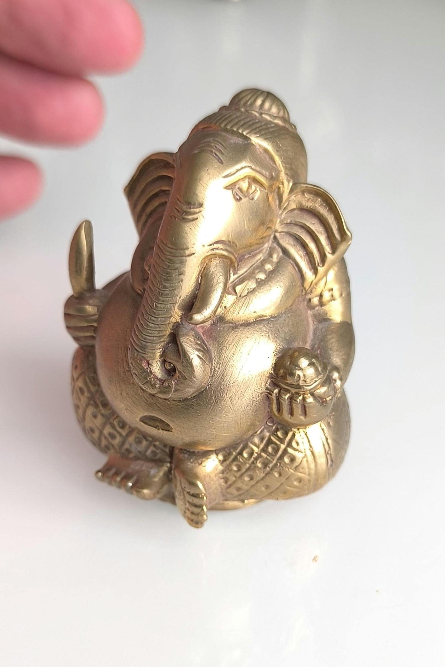 Bronze Statue Ganesha in Lotus Position, Hindu Deity Statue, 1980s