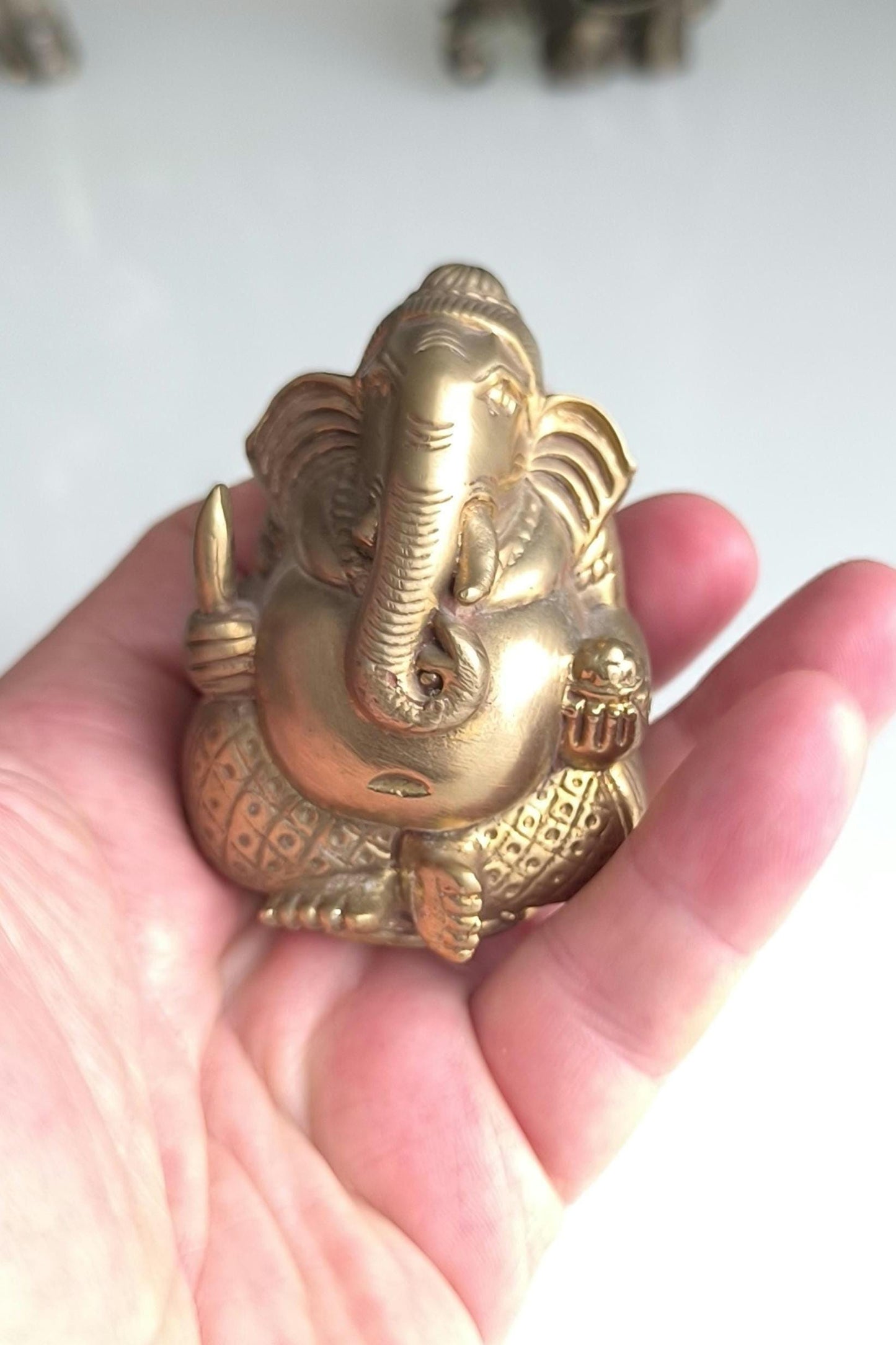 Bronze Statue Ganesha in Lotus Position, Hindu Deity Statue, 1980s