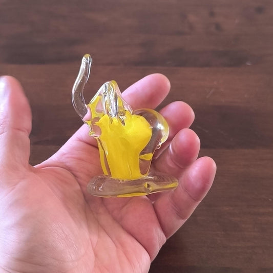 Murano Yellow Clear Glass Elephant Sculpture Raised Trunk Original 1980