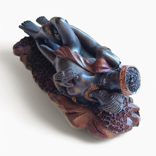 Erotic African Couple Figurine, Love Sculpture, 1980s