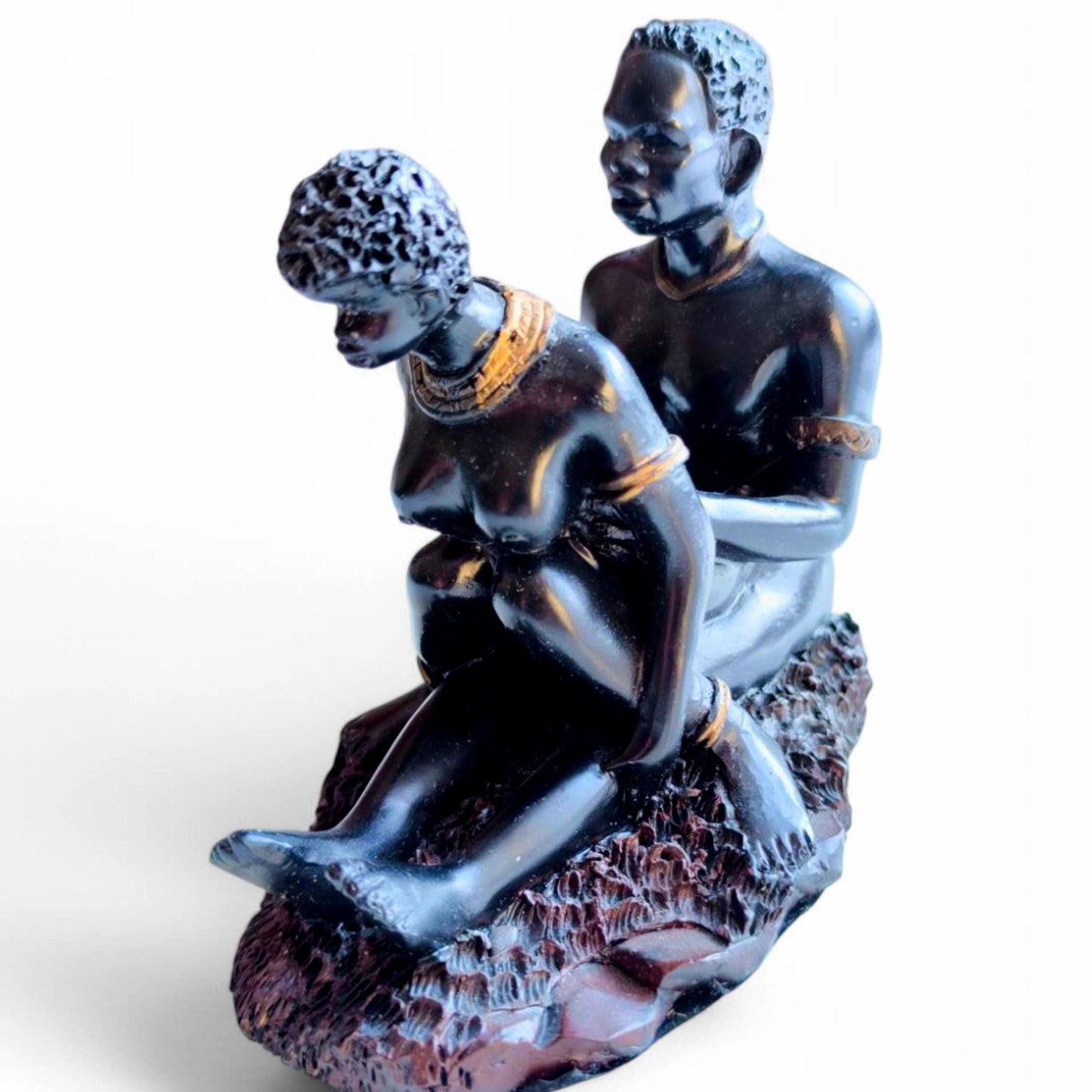 African Lovers Erotic Statue, Resin Art, 1980s-1990s